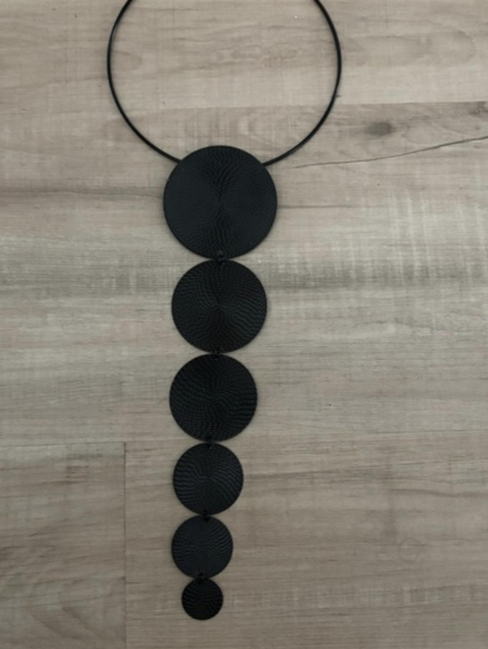 Modern Disc Statement Necklace ▪︎ 6 Tier ▪︎ Onyx ▪︎ Long Drop 14.5" - Picture 11 of 16